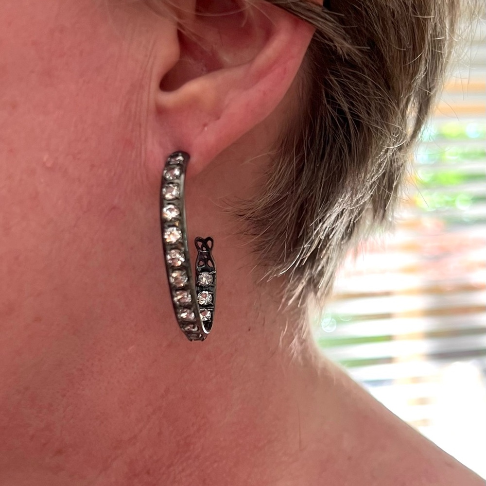 Alberian & Aulde Sterling and White Topaz Hoops - Picture 2 of 6